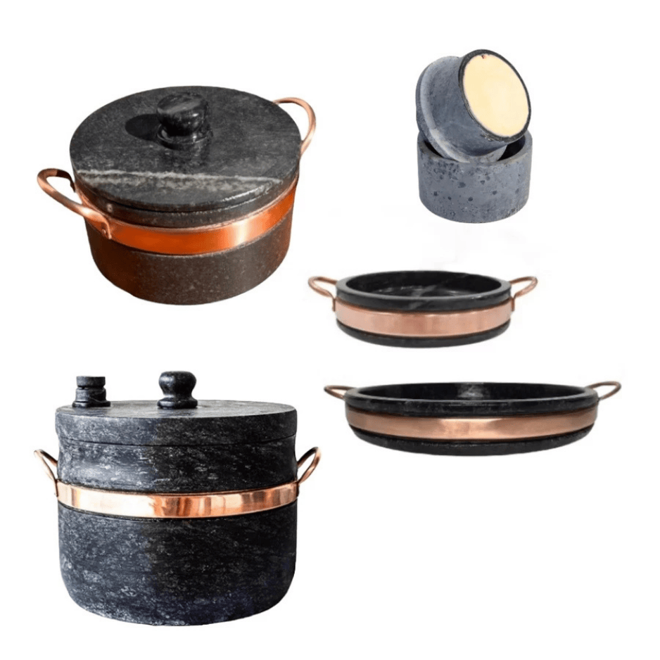 Jogo De Panela De Pressão 5 Peças Kit Para Cozinha Arte Pedra