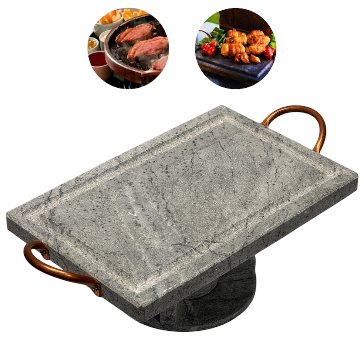 Arte Pedra Retangular Fondue De Pedra Kit Chapa Com Fogareiro 30x20